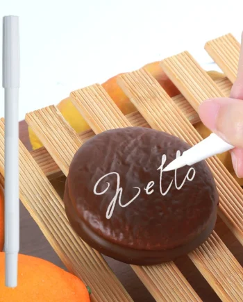 Pincel de pigmento comestible para hornear DIY, pluma blanca de Color alimenticio para dibujar galletas, herramientas de decoración de pasteles, pintura de pasteles, gancho para colorear