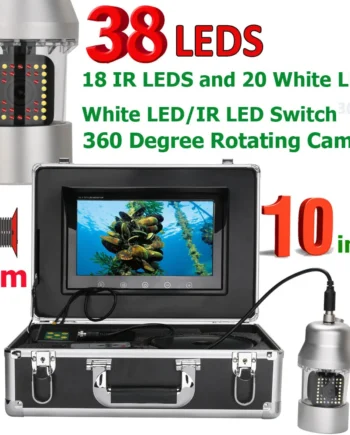 Cámara de vídeo de pesca subacuática IP68, 38 LED, giro de 100 grados 10 pulgadas.