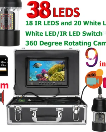 Cámara de vídeo Grabador DVR para pesca subacuática IP68, 38 LED, cámara giro 360º grados.