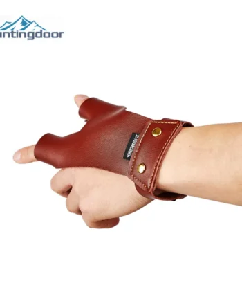 Brown Cowhide Finger Protect Glove Guard Leather Left/Right Hand Thumb Index Fingers ForTraditional Bow Arrow Hunting Shooting